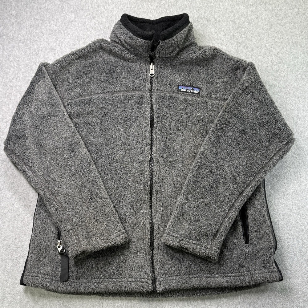 Patagonia Kids M (10) Full Zip‎ Fleece Jacket Gray Made in Canada Vintage